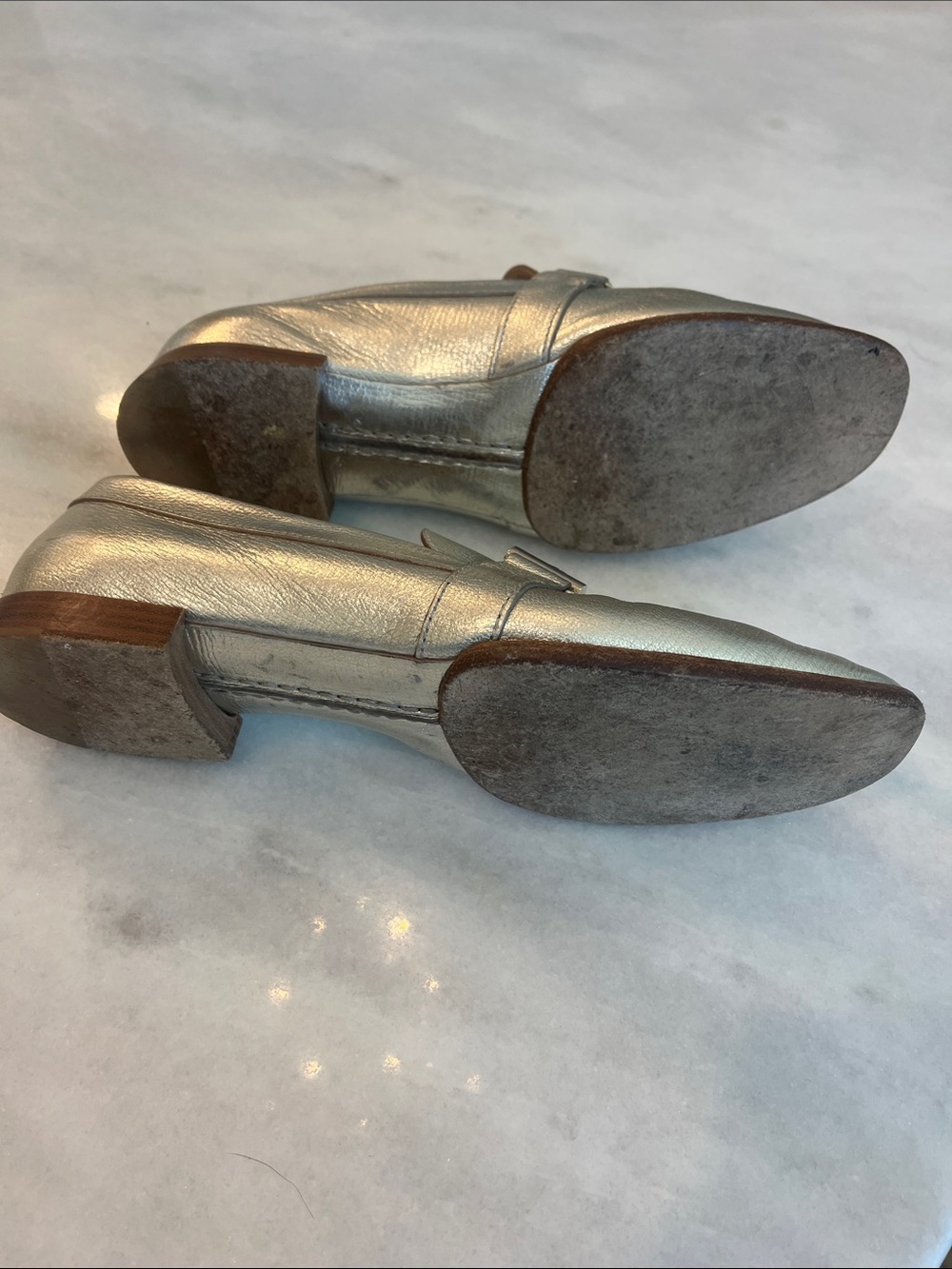Tod's Silver Metallic Leather Bit Double T Loafers Women's Size 9.5 - Picture 9 of 11